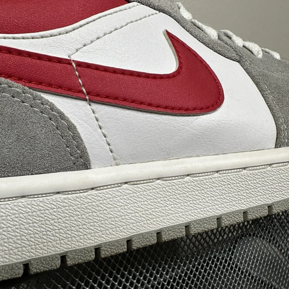 NIKE Air Jordan 1 Low SE Light Smoke Grey Gym Red Glitter Mens 8.5 Womens 10